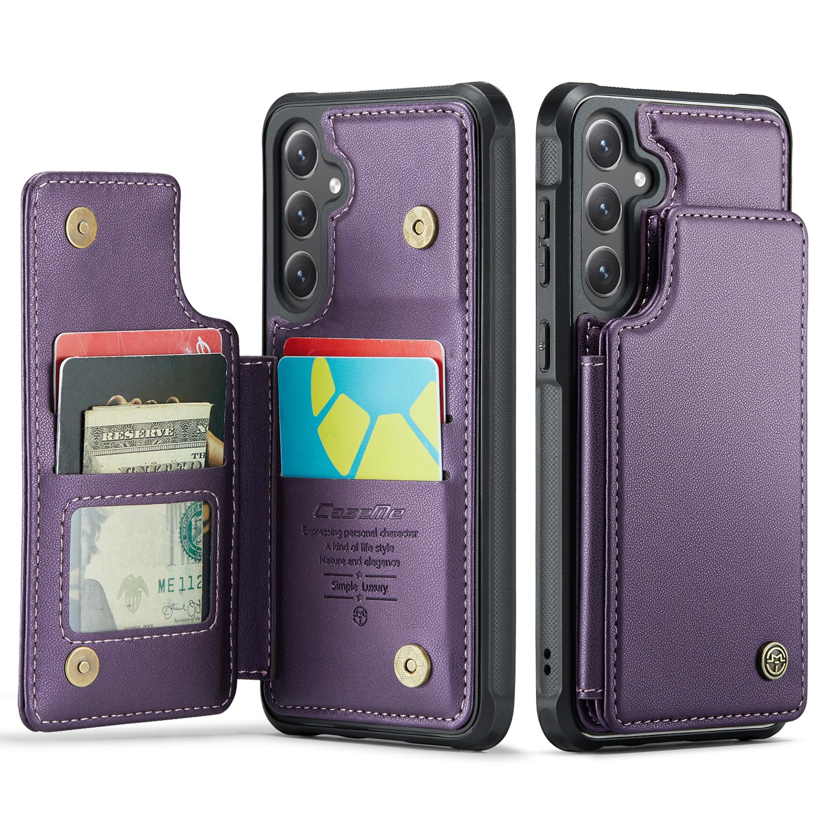Kowauri for Samsung Galaxy S23 FE Case, PU Leather Wallet Case for Women Men with RFID Blocking Card Holder Slot Magnetic Closure Shockproof Protective Phone Cover for Samsung Galaxy S23 FE,Purple