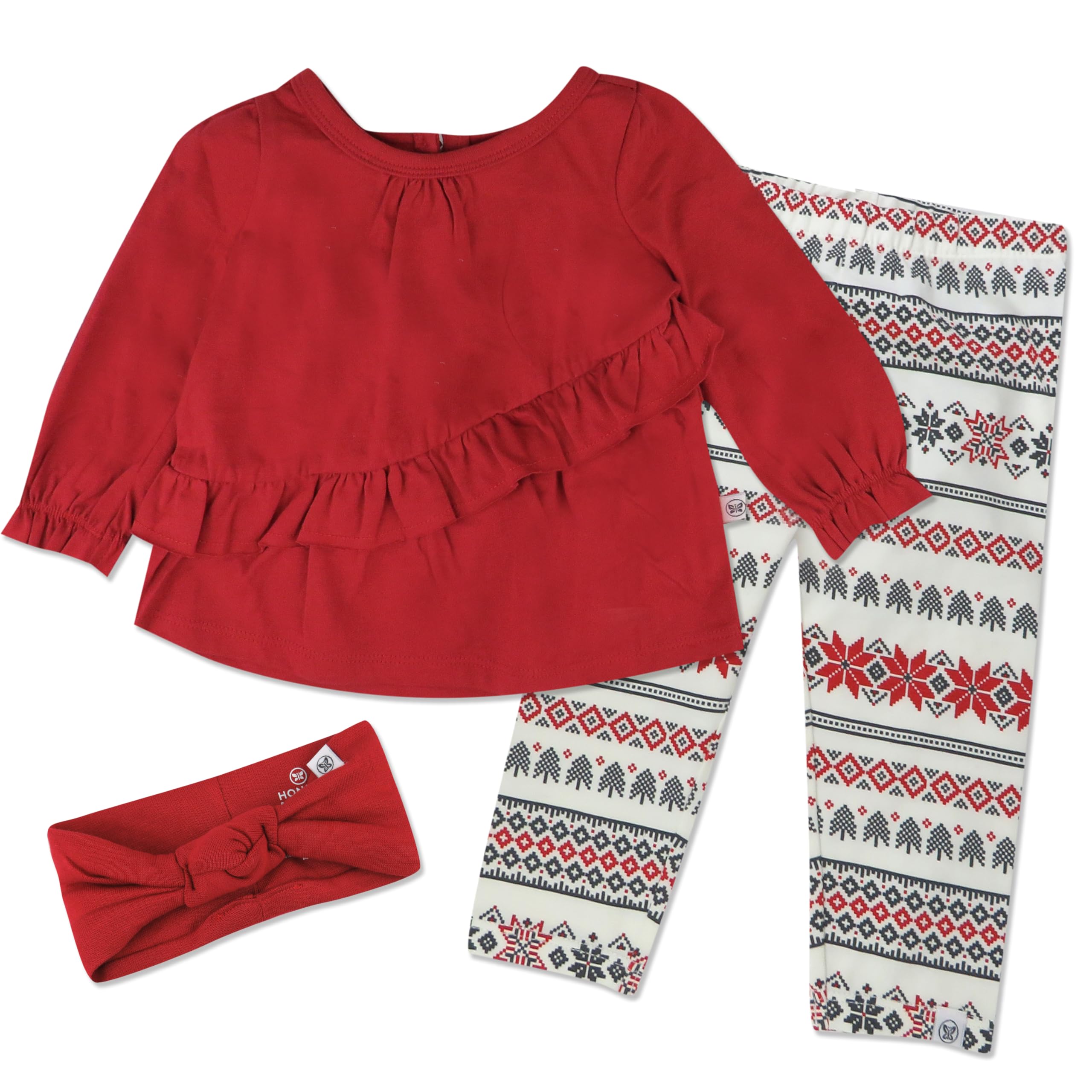Conjunto Infantil Menina 3 Peças - Blusa, Legging E Faixa De Cabeça Em Algodão