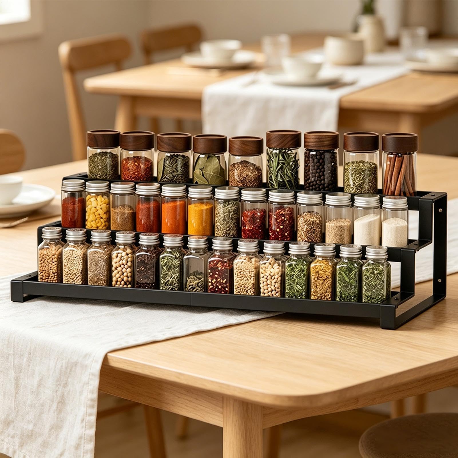 Porta Spezie Scaffale 3 Livelli Espandibile per Vasetti di Sale | Portacondimenti per Cucina per Cuochi , Amanti della Cucina, Chef, Genitori, Dispensa, Armadietto, Camper, Appartamento