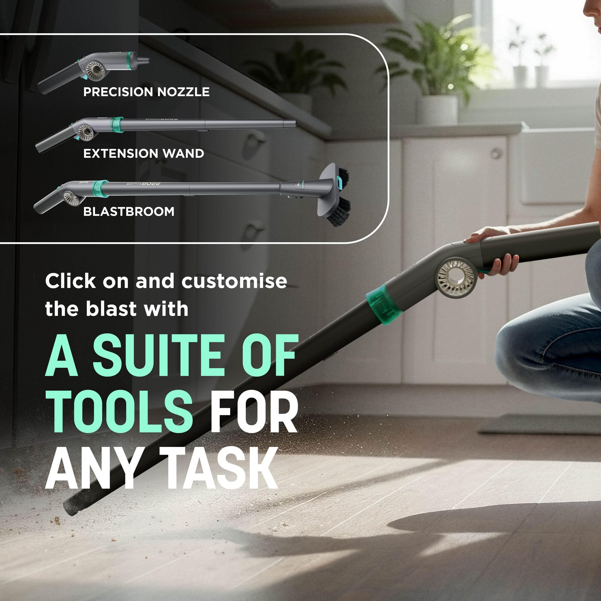 Shark BlastBoss All-in-One Cordless Air Blasting System With BlastBroom - Charcoal AB2111UK — view 3