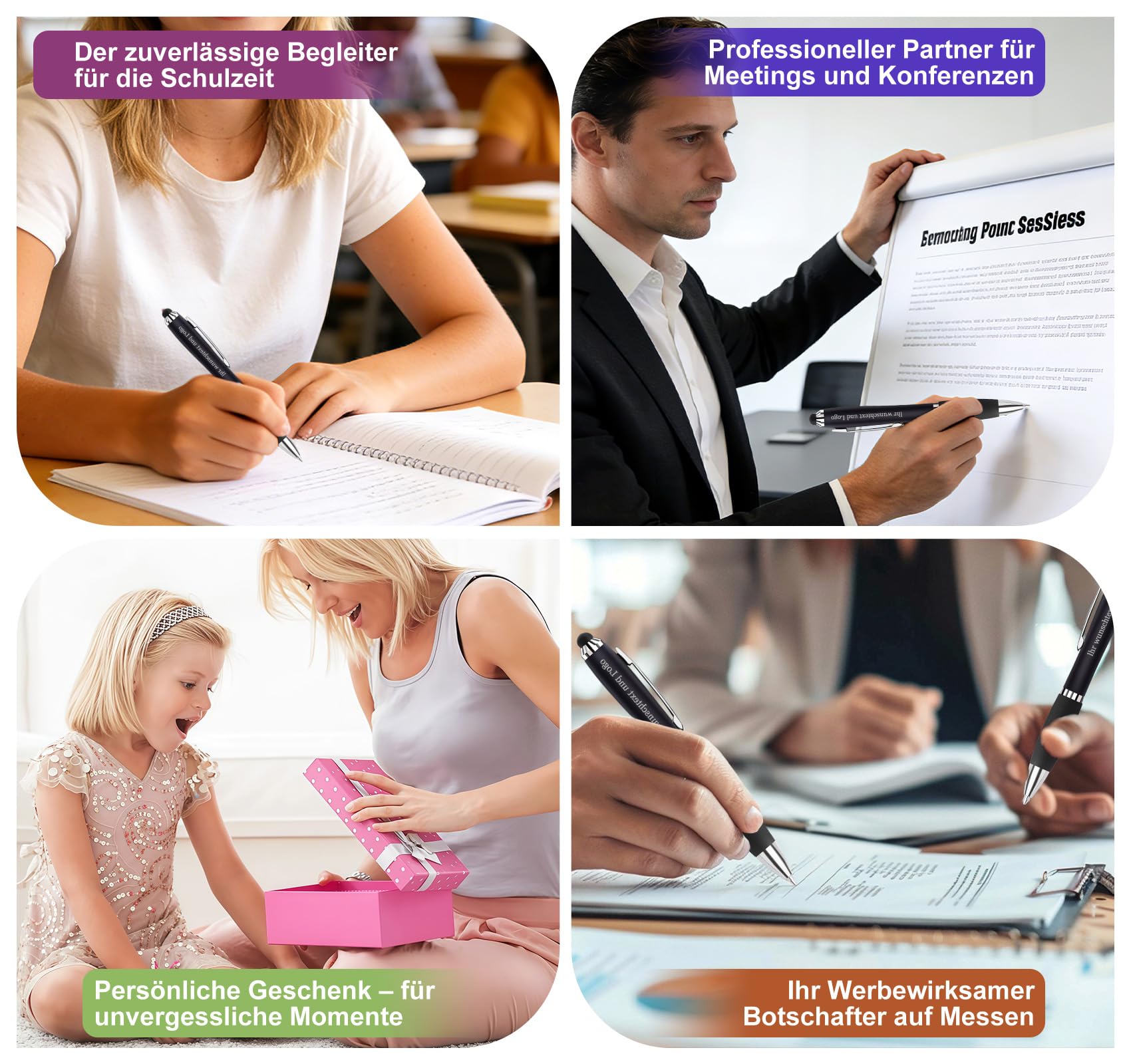 Homewit 10–1000 STK Kugelschreiber Personalisiert mit Gravur,Touchpen,300
