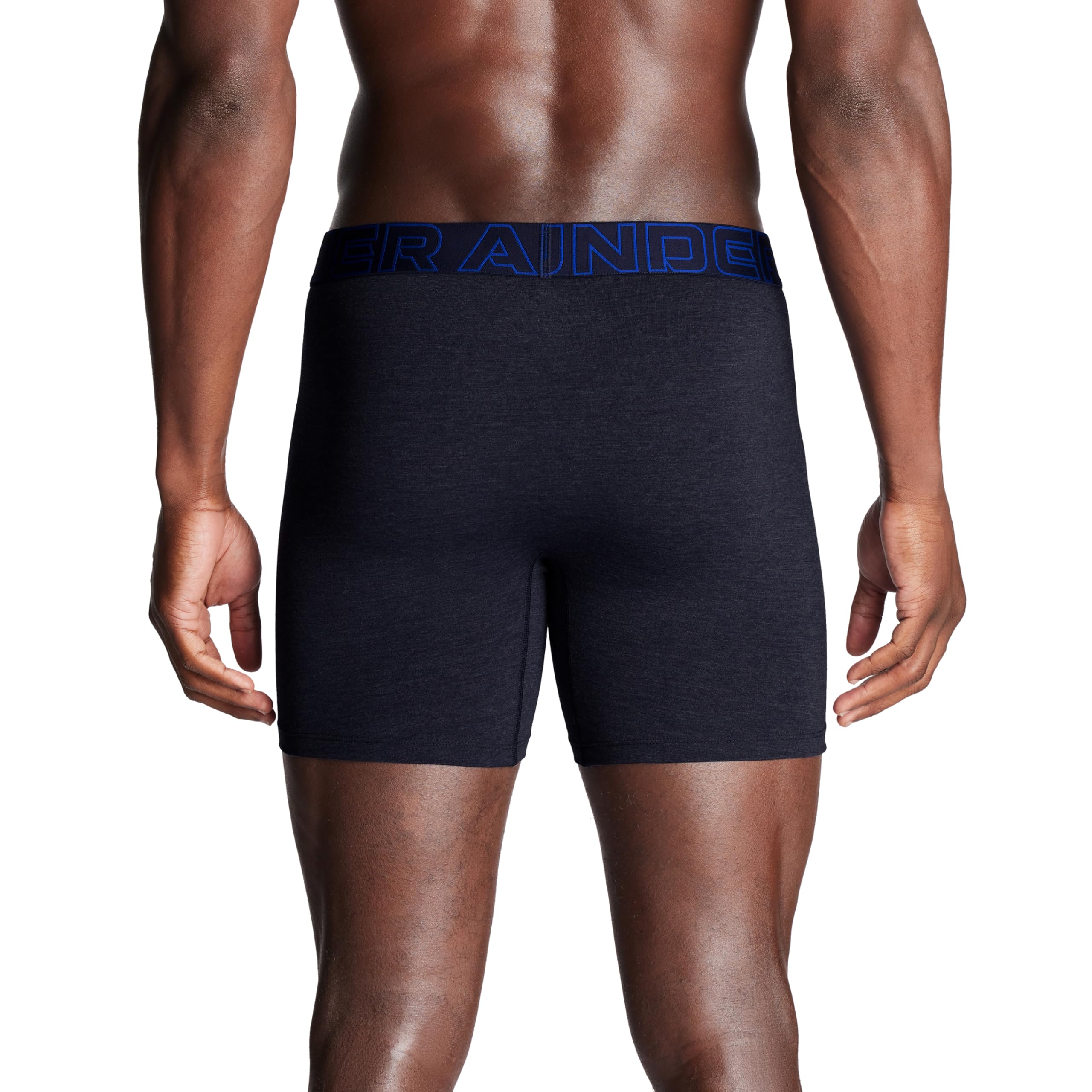 Under Armour Men's Performance Cotton 6" 3 Pack Solid Boxer Briefs, Boxers de los Hombres, Midnight Navy Heather/Steel Heather/Royal,