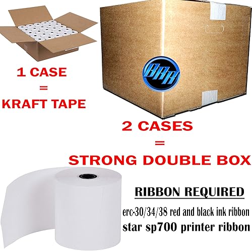 Miniatura 3 de (200 rollos) 3 pulgadas x 150 pies, papel de impresora de cocina de 1 capa, papel de recibo, POS, caja registradora, cinta obligatoria erc30/34/38 o