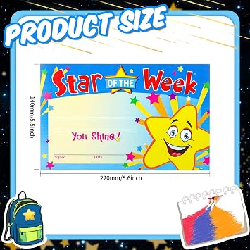 Gersoniel 50 Pack Recognition Rewards Star Student Certificates, Classic