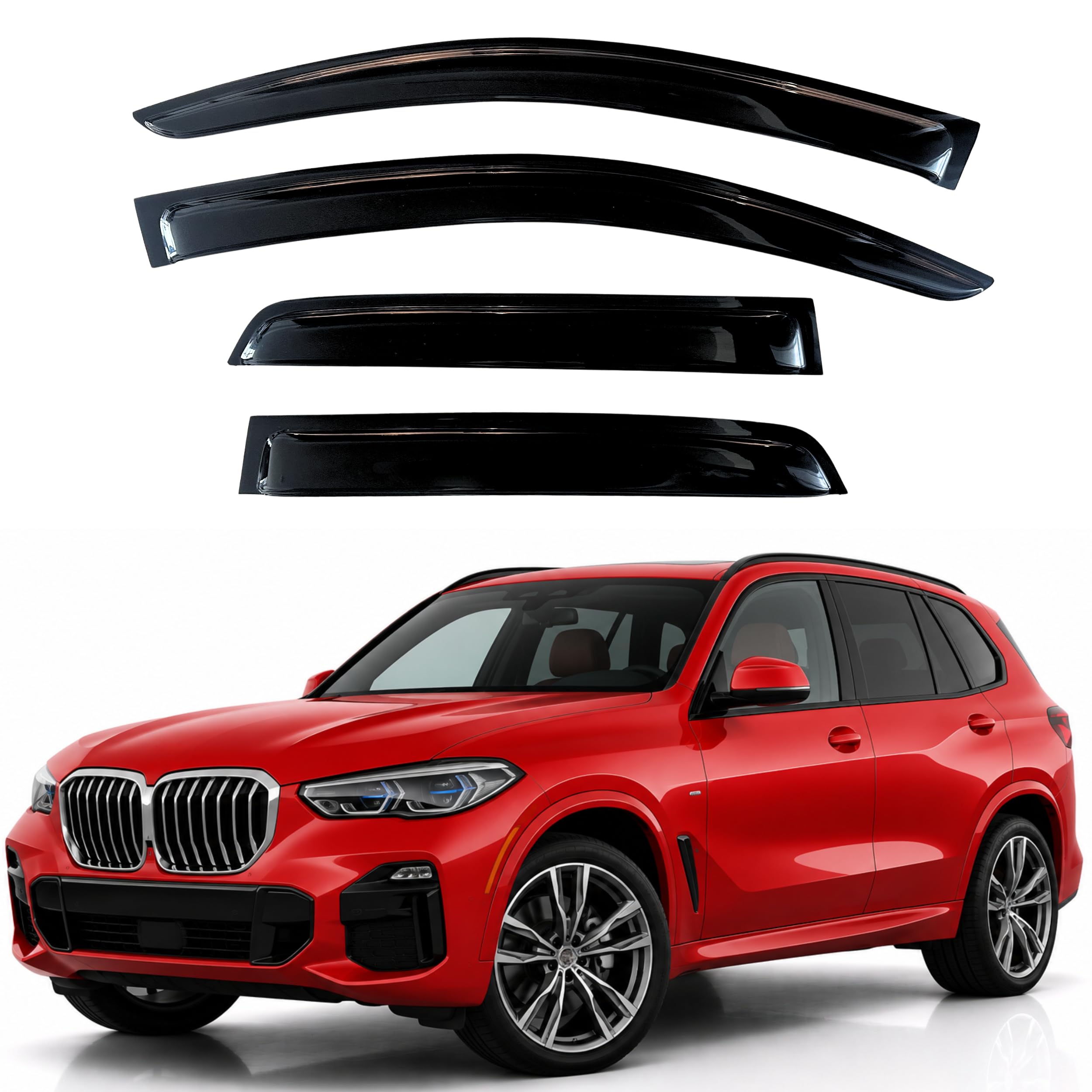 KPY Rain Guards Fit for 2019–2026 BMW X5, Out-Channel Window Visors Vent Wind Deflectors 4PC, Car Accessories for 19–26 BMW X5