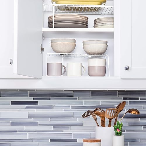 Miniatura 3 de Better Houseware Organizador de estante expandible (blanco) (5.25 pulgadas de alto x 5.25 pulgadas de ancho x 11.25-20 pulgadas de largo)