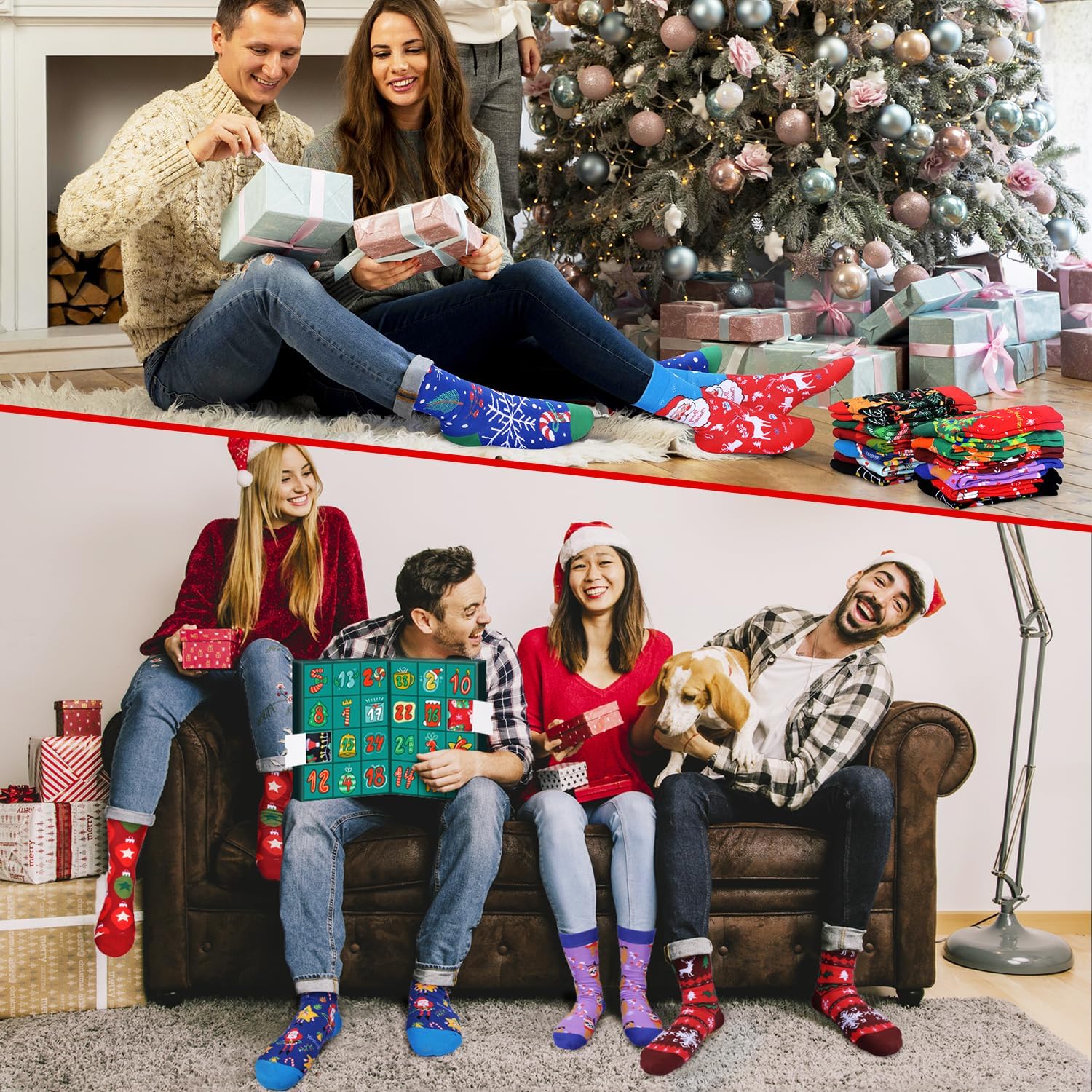 MOVINPE Socks Advent Calendar for Adults Men Women, 24 Pair of Christmas Crew Socks Funny Sock Countdown to 2025 Christmas, 24 Days Surprise Xmas Gifts Warm Cotton Sock - Image 6