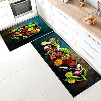 Kitchen Rug Set Non Slip Washable,Kitchen Mat Anti Fatigue Set