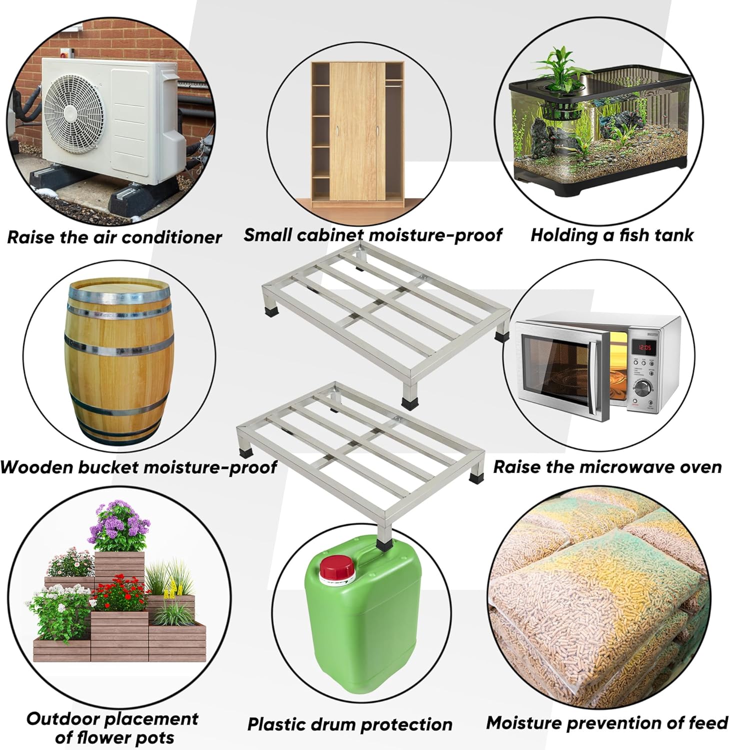 2 Packs Dunnage Rack 23.6x15.8x4inch Stainless Steel Dunnage Racks Commercial Food Service Storage Rack for Restaurants Kitchen Warehouse Supermarket