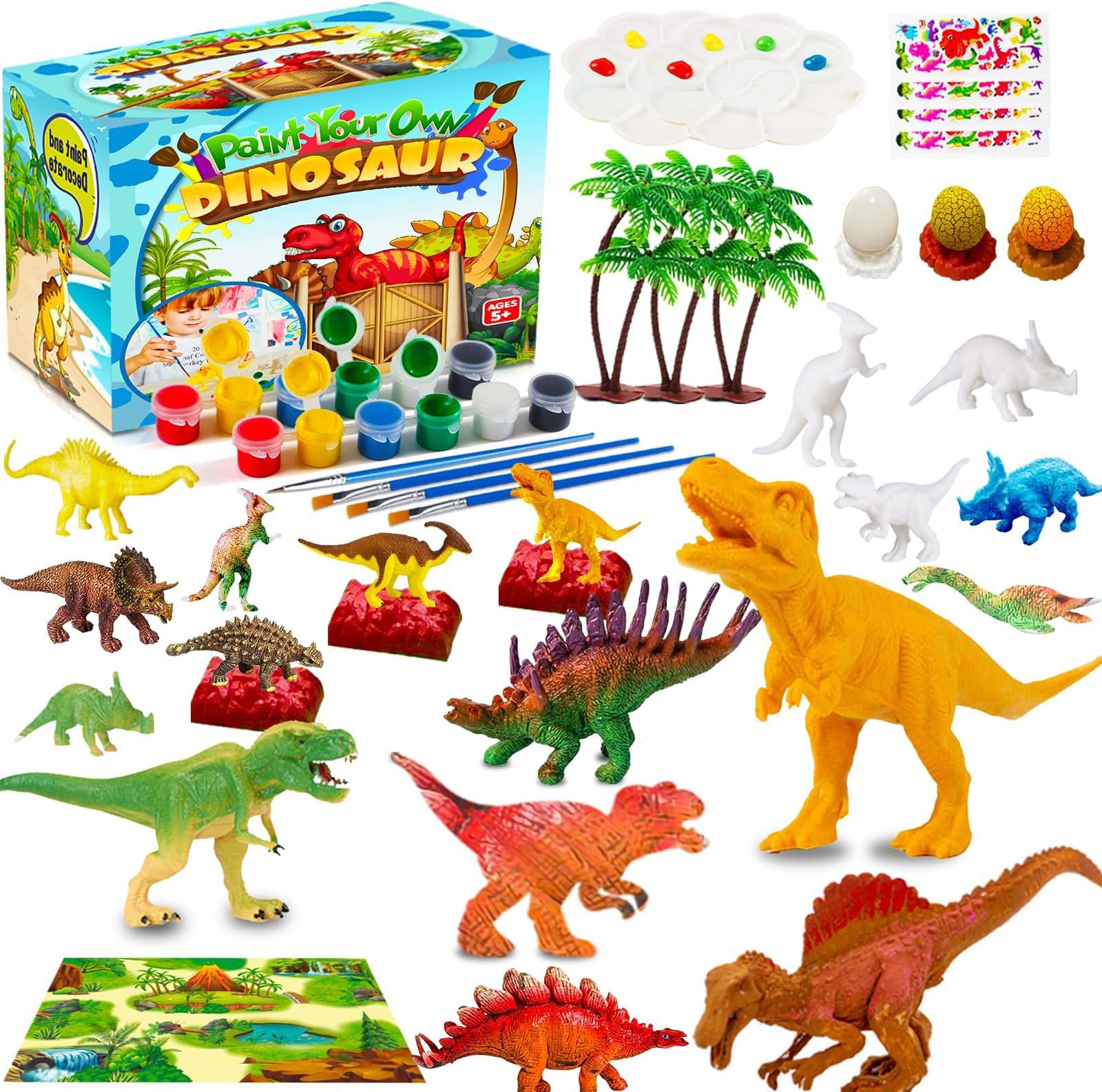 FUNZBOFUNZBO Dinosaur Painting Kits for Kids, Arts and Crafts Supplies Set for Kids, Toys for 3 4 5 6 7 8 9 10 11 12 Years Old Toddlers Boys Easter Gifts
