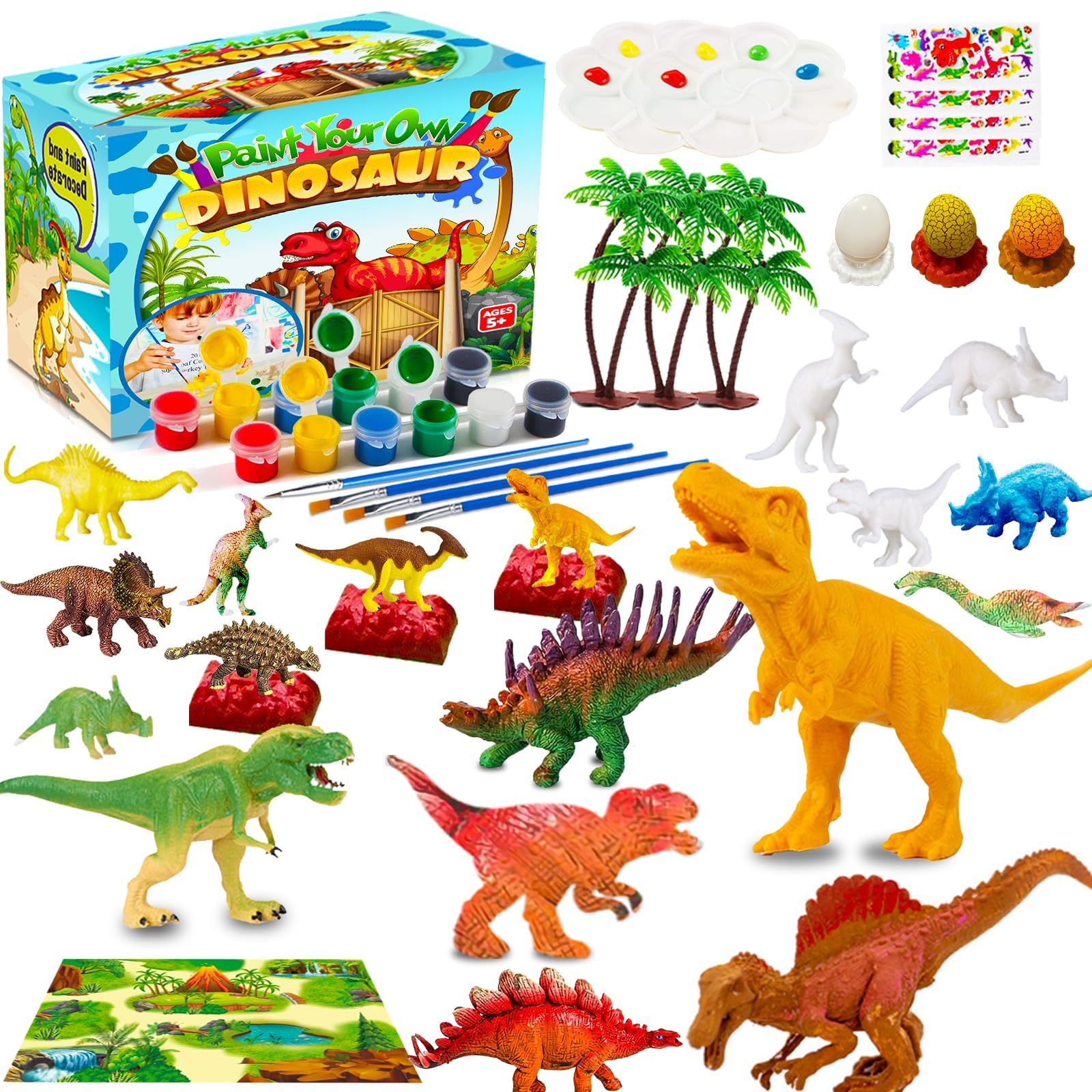 FUNZBOFUNZBO Dinosaur Painting Kits for Kids, Arts and Crafts Supplies Set for Kids, Toys for 3 4 5 6 7 8 9 10 11 12 Years Old Toddlers Boys Easter Gifts