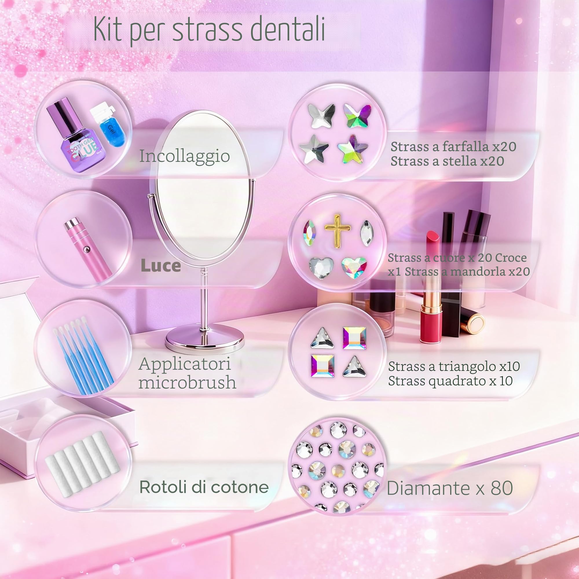 Luretrap Y2K Trendy Kit di 30 Gemme per Denti in Cristallo - Scatena il Tuo Sorriso Scintillante, NTGK-24462