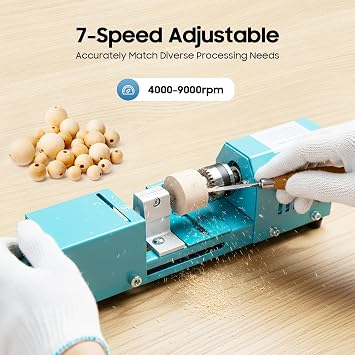 Mini Lathe Machine, 96W Wood Lathe Milling Machine for Table, Mini Wood Lathe,Used for Processing Small Leaf Rosewood, Basswood, Mmahogany