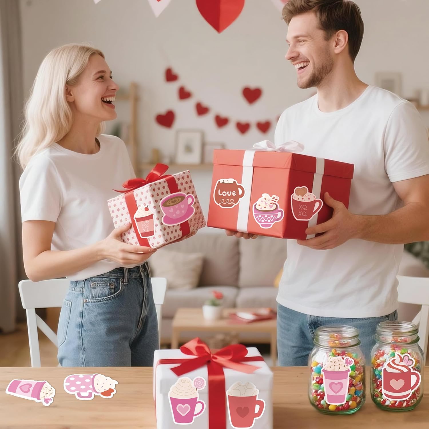 Xqumoi 30 Pack Valentine's Day Coffee Cup Sticky Notes - Heart Self Sticky Notepads Writing Memo Pads for Coffee Lover Gift Wedding Anniversary Office School Supplies Party Favors Goodies Bag Fillers - Image 4