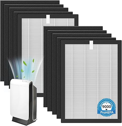 Cabiclean H13 True HEPA ProHEPA 9000 - Filtro de repuesto compatible con VEVA 9000, 2 filtros de repuesto HEPA prémium H13 y 8 prefiltros de carbón
