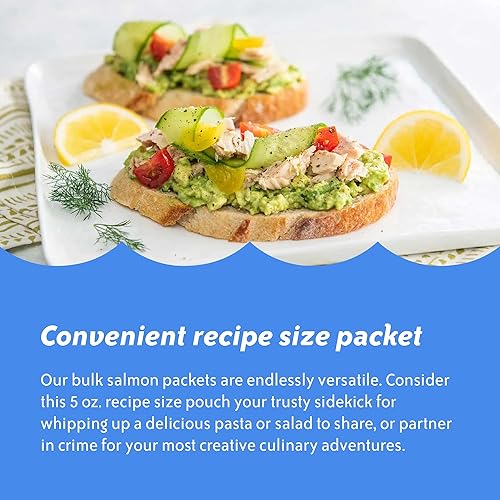 Miniatura 51 de Chicken of the Sea Salmón rosa, paquetes de 2.5 onzas (paquete de 12), salmón capturado en la naturaleza, sin piel y sin hueso, limón y cebollino