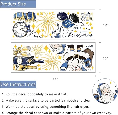 Miniatura 2 de Yovkky Calcomanías de pared con texto en inglés Merry Christmas (Feliz Navidad, feliz año nuevo), regalo de Navidad de Papá Noel, decoración del