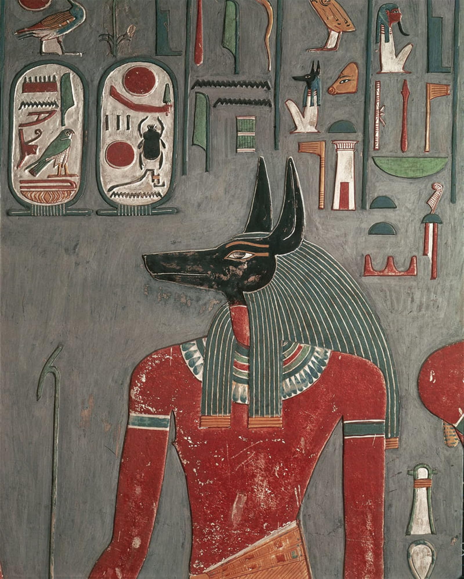 POSTERIIk Vintage Art Print Images Pictures Print Egypt Ancient Thebes Valley of the Kings Mural of Anubis At Tomb of Horemheb by Famous Artist Modern Colour Posters for Office Home Decor 60x90cm