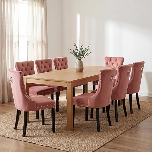 Miniatura 29 de Sillas de Comedor Juego de 4 sillas de comedor de terciopelo azul claro, Silla tapizada de tela para cocina y comedor, sillas de comedor modernas de