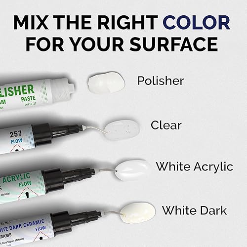 Miniatura 6 de Kit de reparación de granito (acrílico transparente, blanco y blanco oscuro) - Ideal como kit de reparación de encimera de cuarzo, funciona muy bien