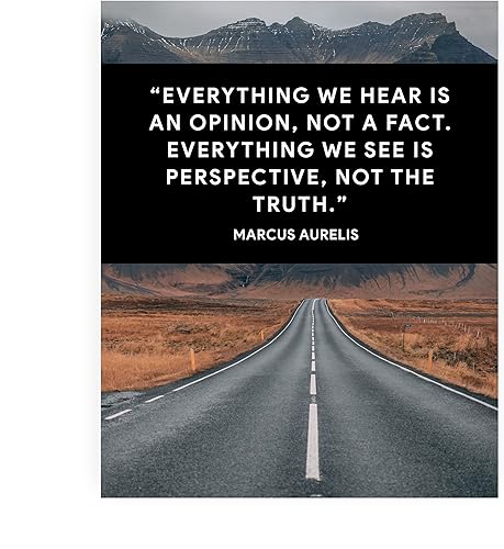 AMERICAN LUXURY GIFTS Everything We See - Motivational Wall Art 8x10 Unframed, Marcus Aurelius Quote with Mountain Landscape, Inspirational