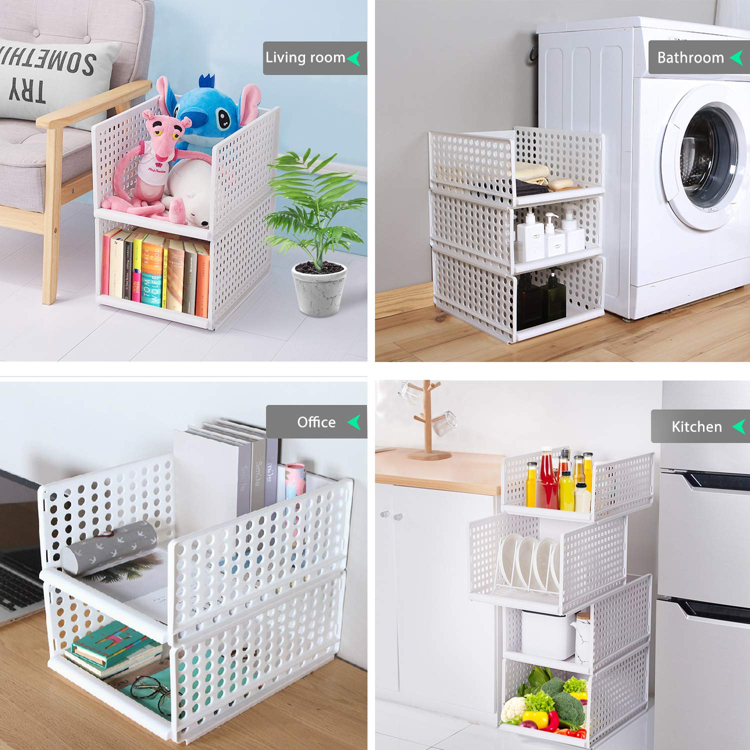 Wardrobe Storage Box ,4Pack Plastic Wardrobe Organizer Stackable