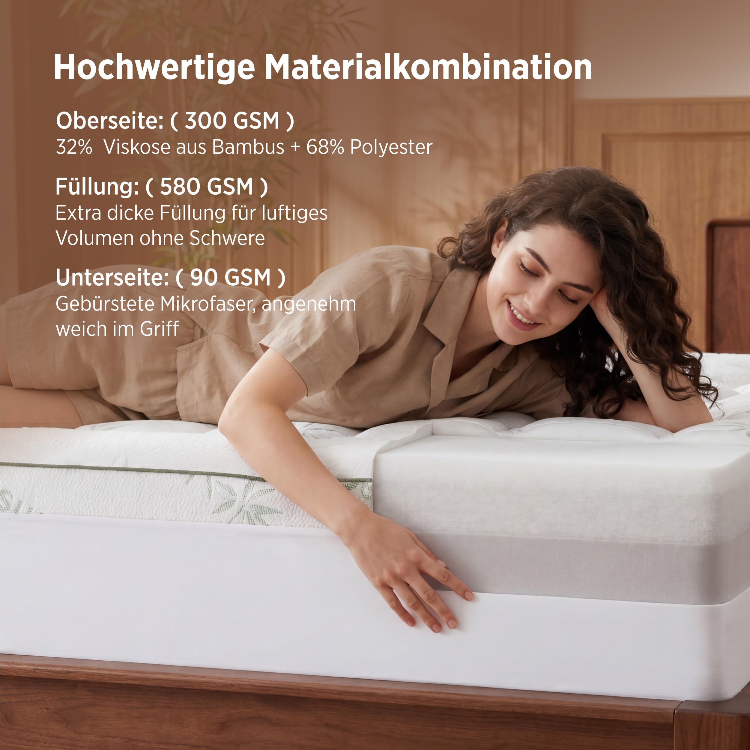 BEDSURE Matratzen Topper 90x200 cm - Matratzenschoner für bis 40 cm Höhe | Matratzenauflage 580GSM Atmungsaktiv Öko-Tex 100 Allergiker Geeignet bei Rückenschmerzen rutschfest