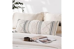 Elegant Woven Black and White Lumbar Pillow Cover for Boho Decor