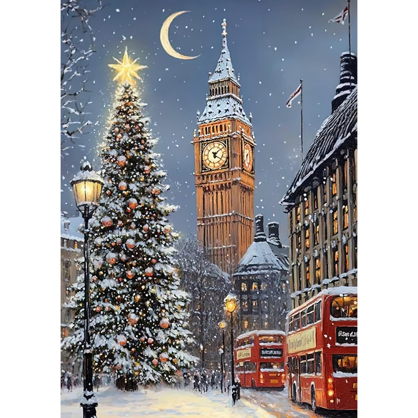 Auremi London Diamond Painting Kits for Adults, 5D Christmas Diamond Art Kits Round Full Drill Diamond Painting Kits Picture Crystal Art for Home Decor 30x40cm