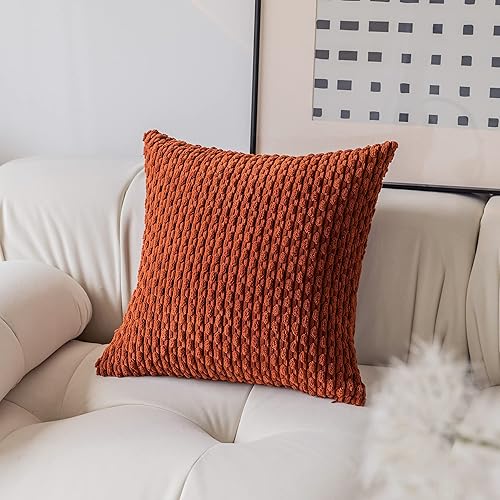 Miniatura 2 de Kevin Textile - Funda de cojín decorativa cuadrada de terciopelo suave, hecha a mano con cremallera oculta para otoño estacional, 2 paquetes de 18 x