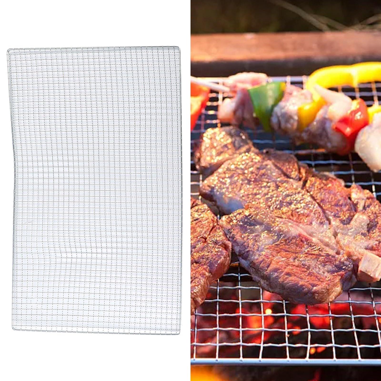 Backzubehör, Carbon-Grillnetz for BBQ-Grillwerkzeuge Edelstahl-Grillrost-Maschennetz(40x25cm)