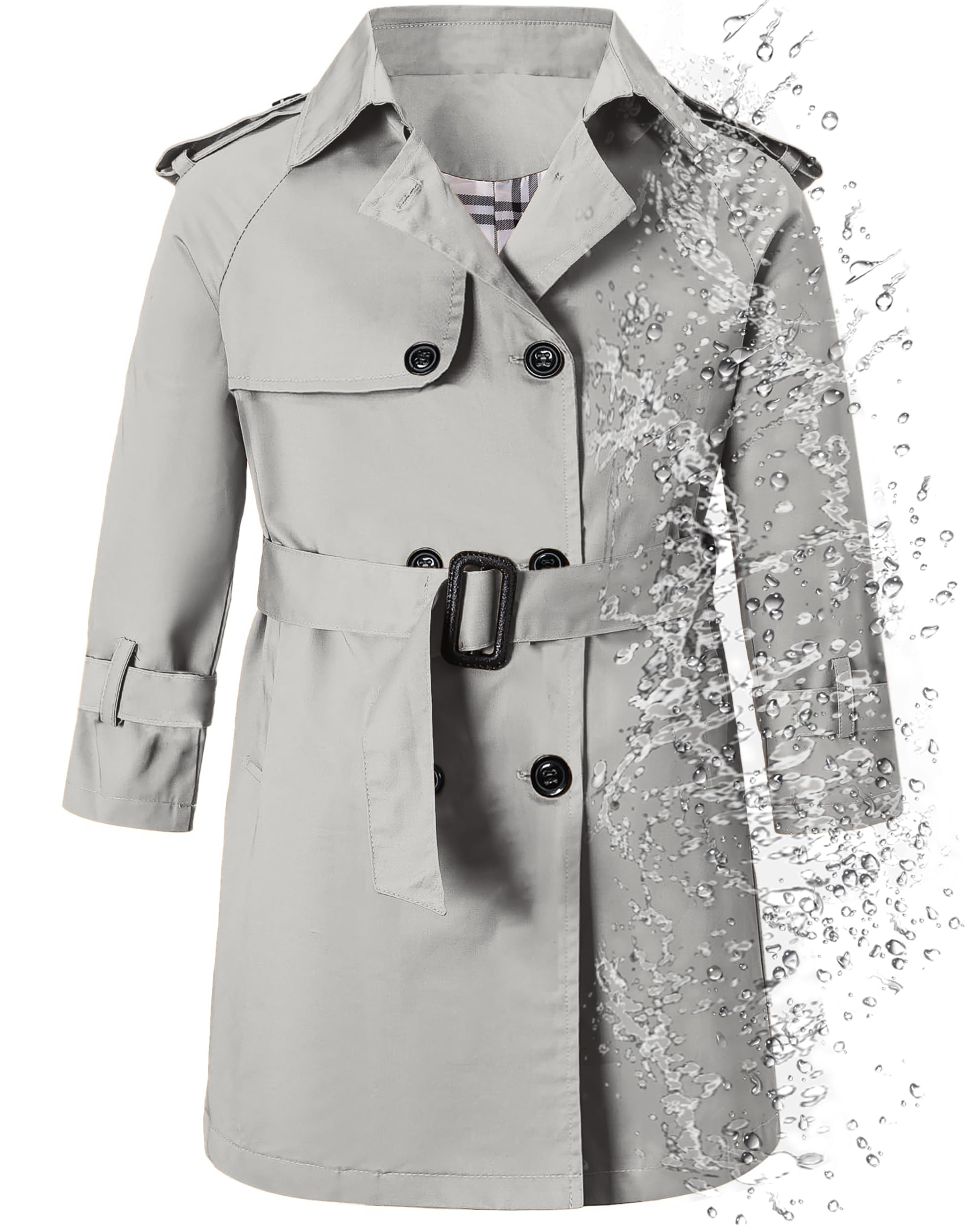 Betusline Boys Waterproof Trench Coat Double Breasted Classic Belted Outwear Jacket Dress Coats