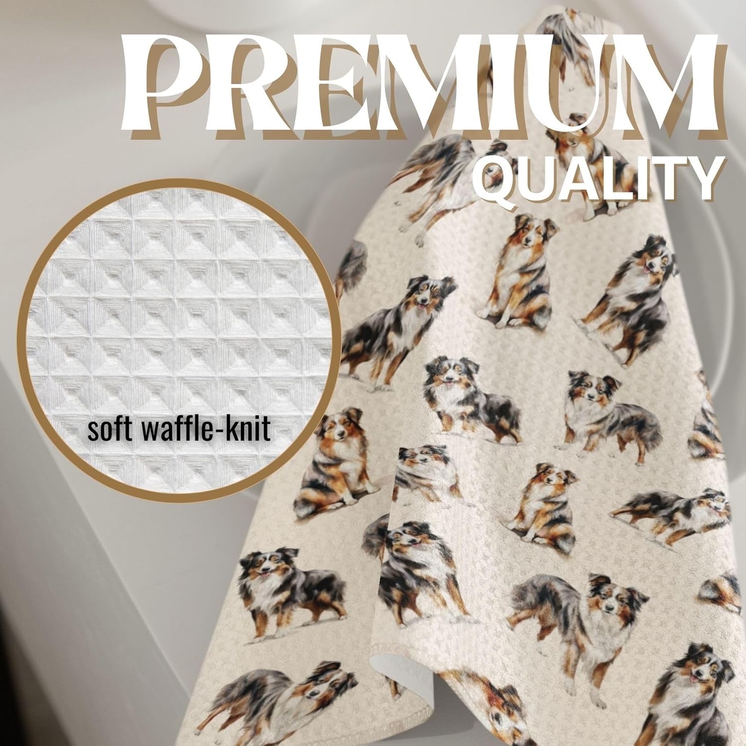 InnoBeta Australian Shepherd Gifts for Aussie Lovers Women, Aussie Kitchen Towel 2 Pack with Australian Shepherd Pattern, 16x24 in Microfiber Dish Tea Towel, Hand Towel Gifts for Christmas, Birthday - Image 6