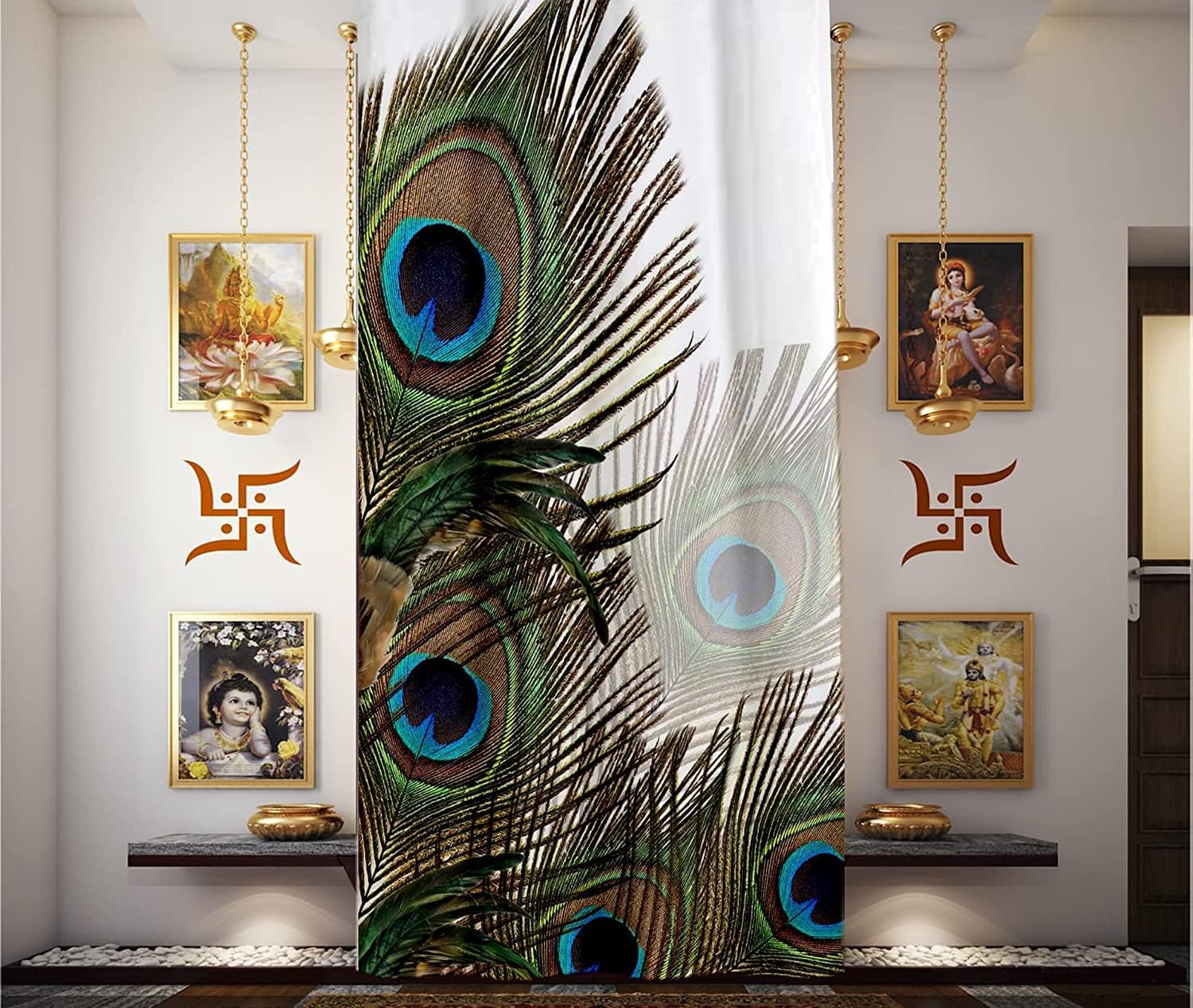 Rajmart Global Natural 6 Pcs Peacock Feathers for Temple Decoration Original Morpankh for Home & Wedding Décor, Real Mor Pankh for Krishna Ji/Laddu Gopal/Temple and Book Mark-image-16
