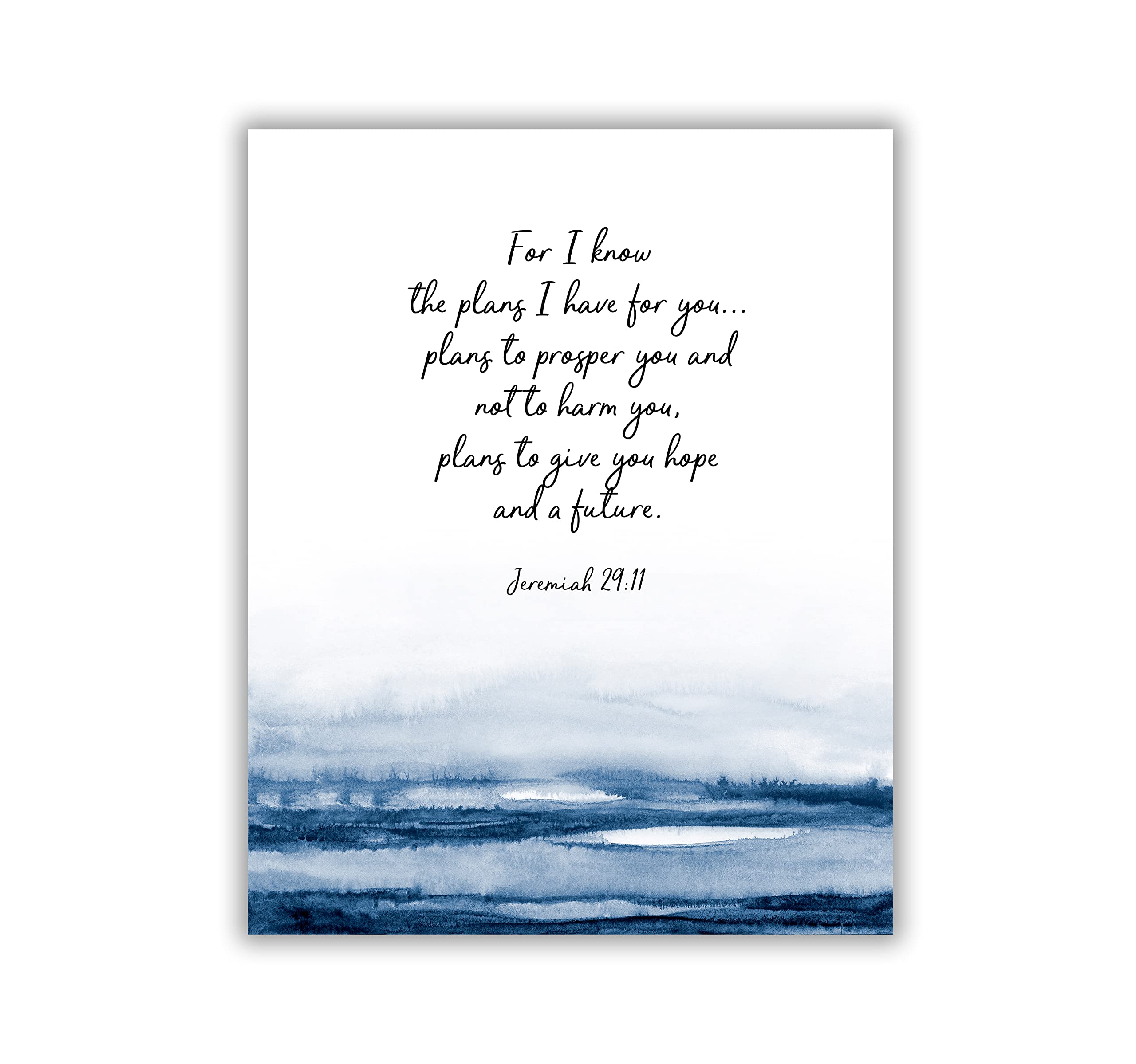 Jeremiah 29 11 Gifts, For I know the plans I have for you Bible Verse Wall Art Print 8x10" UNFRAMED, Crafty Cow Design