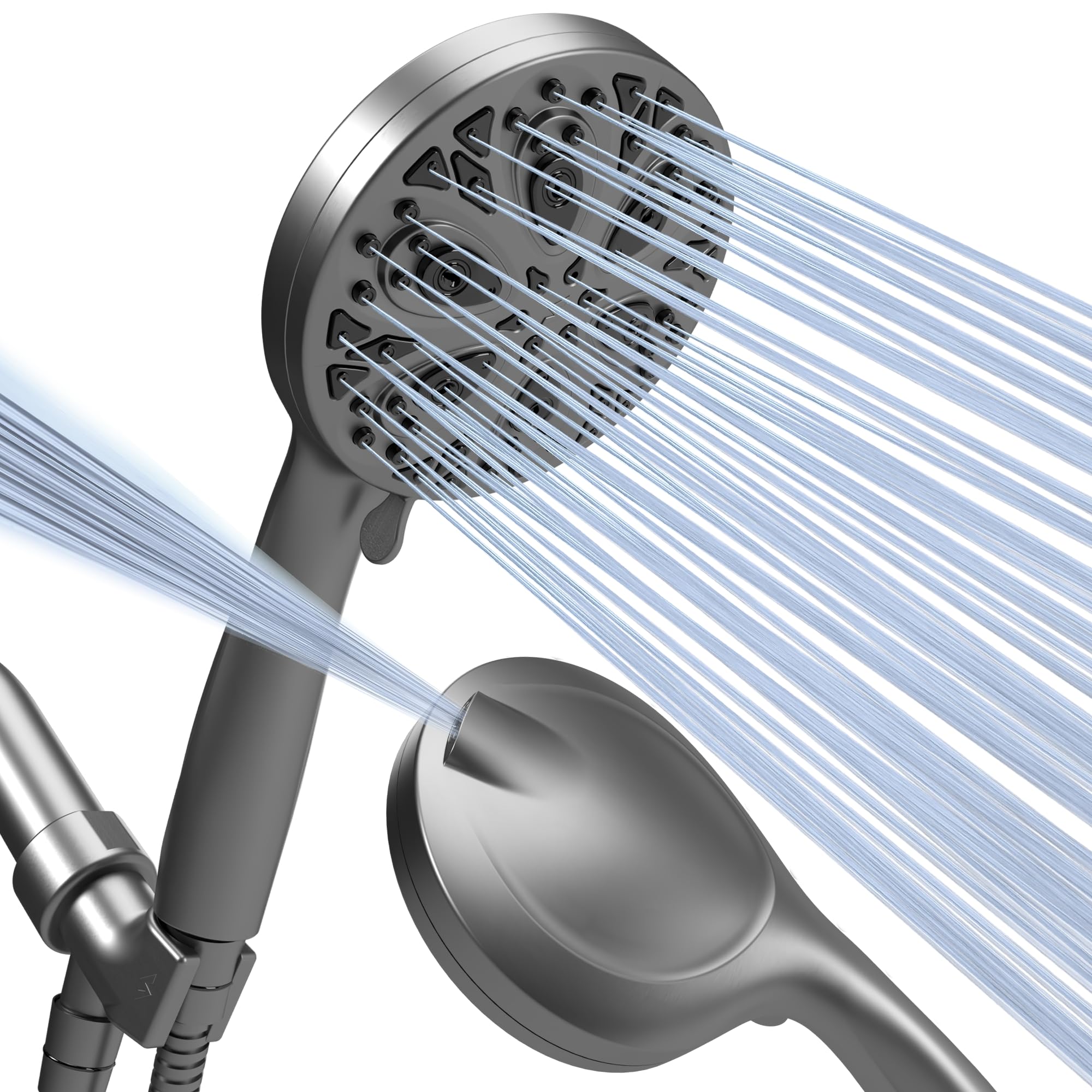 SparkPod 10 Spray Setting High Pressure Shower Head - Luxury 5" High Flow Hand Held Shower Head with High Pressure Jets - Handheld with Stainless Steel Hose & Bracket (Titanium Charcoal Grey) — image 1