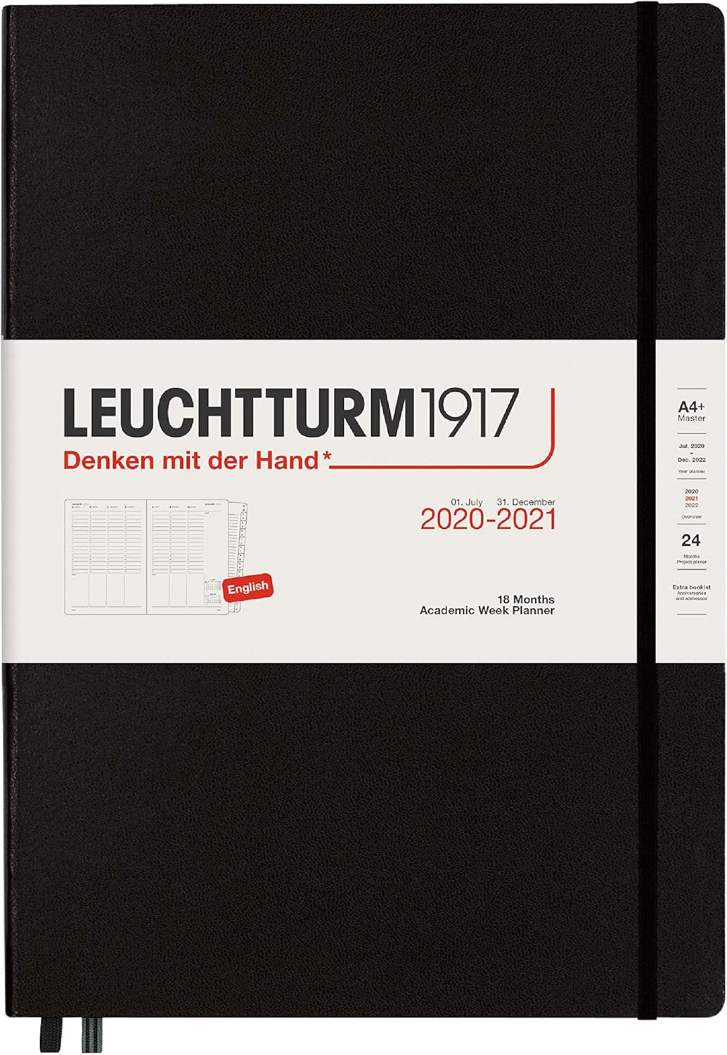 2021 Academic Weekly Planner Hardcover Medium (A5) - 18 Months - Black