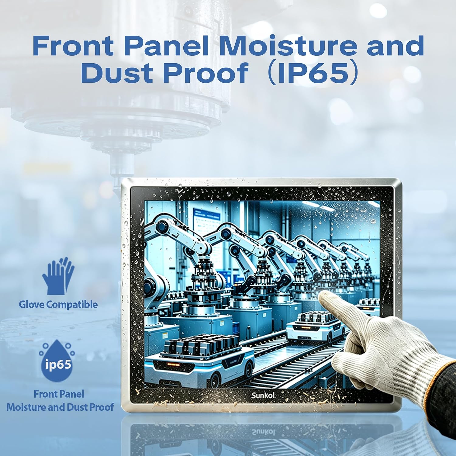 15" Industrial Embedded Panel PC, IP65 Fanless All-in-One Computer | Windows 10 Pro Industrial Touch Computer, Auto Power-on, i3-7100U, 8GB RAM, 128GB SSD, Dual LAN, RS232/RS485 for Automation