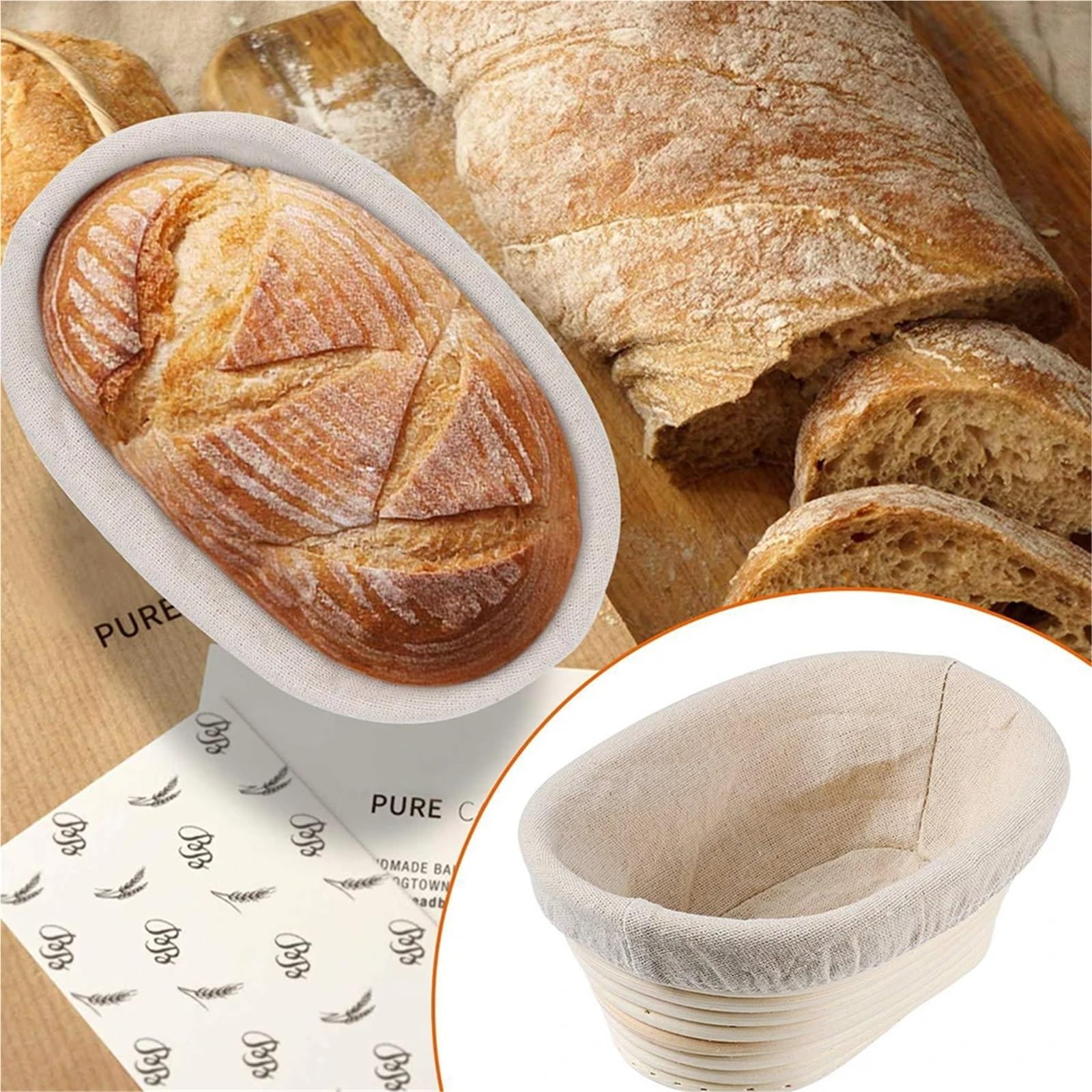 Cesta de mimbre fermentación ratán Natural, cesta for masa, for pan, cestas a prueba masas Para Hornear Pan(Round-25 * 8.5cm)