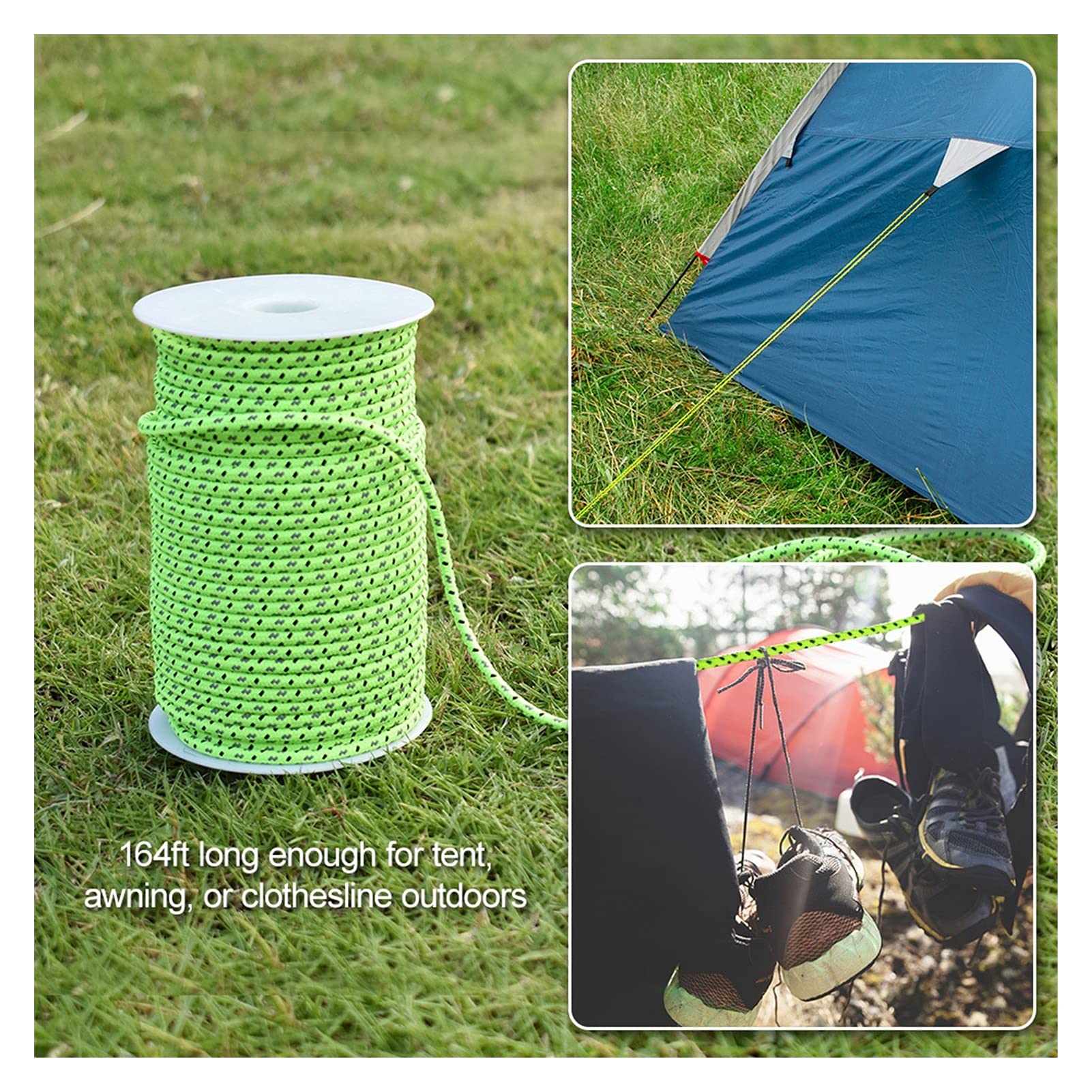 Hochfestes Kletterseil 2,5mm / 4mm 50m Reflektierendes Zelt Guylineseil Survival Outdoor-Werkzeug Campinggeräte mit 6 Guylin-Anpassern Spanner Klettern im Freien. (Color : 2.5mm)