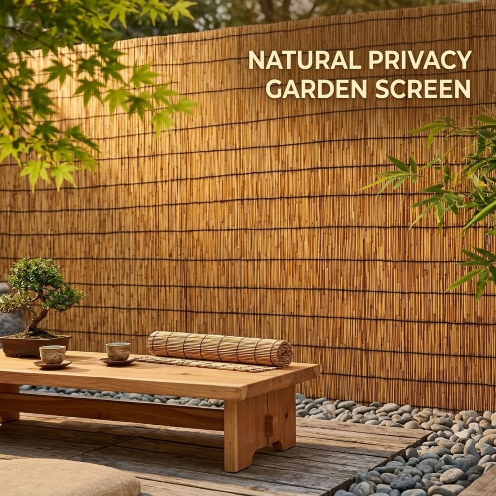Arella in Canna Naturale Carbonizzata per Recinzione Giardino e Balcone, Canniccio Frangivista Privacy Rilegata con Filo di Nylon Resistente, Ø 6-10mm(Marrone,1.52 m H x 3.05 m L)