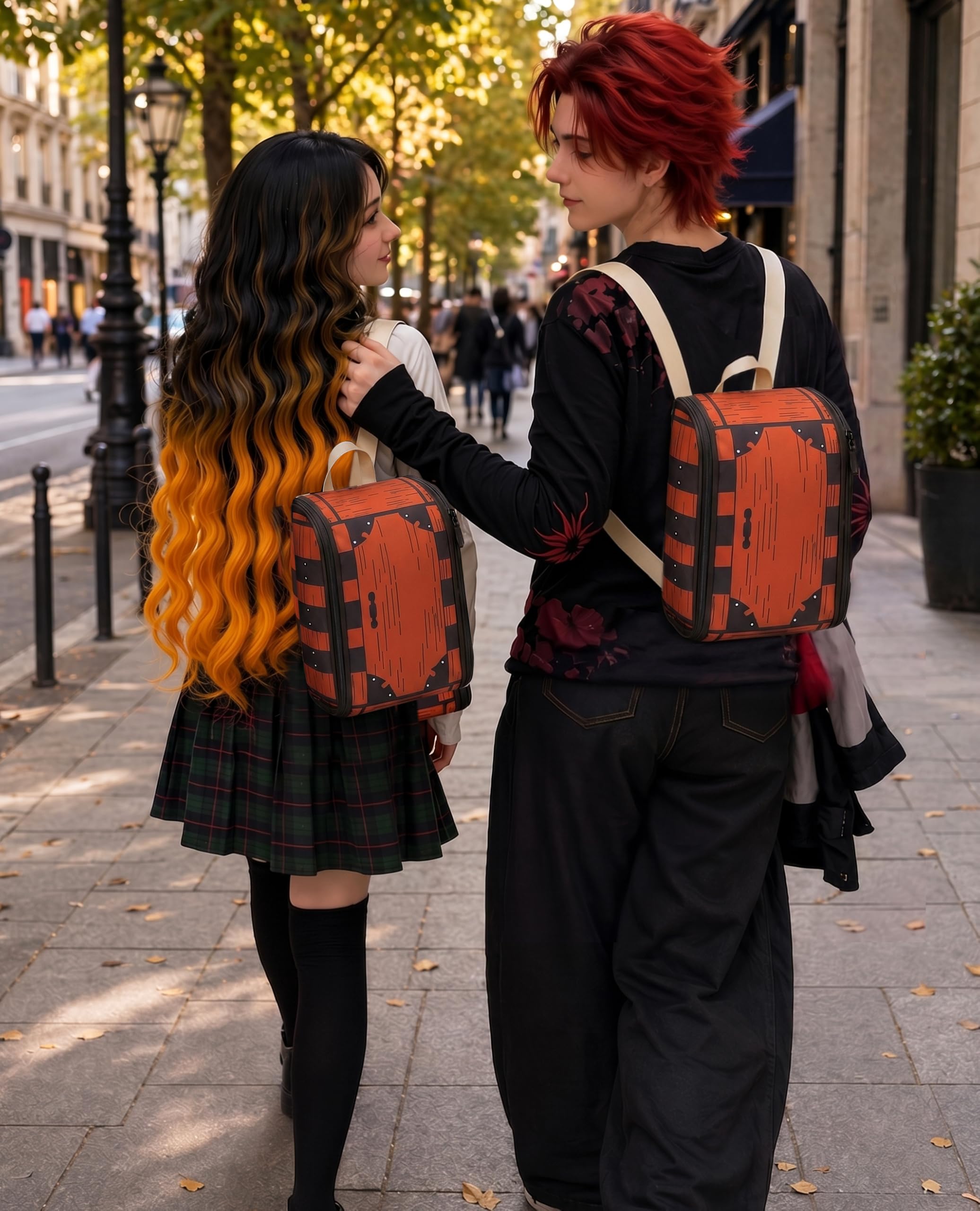 Mochila de cosplay, caja de regalo con impresión de madera, mini bolsa, accesorios de disfraces, accesorios de disfraces, 11.8 x 8.6 pulgadas, pequeña