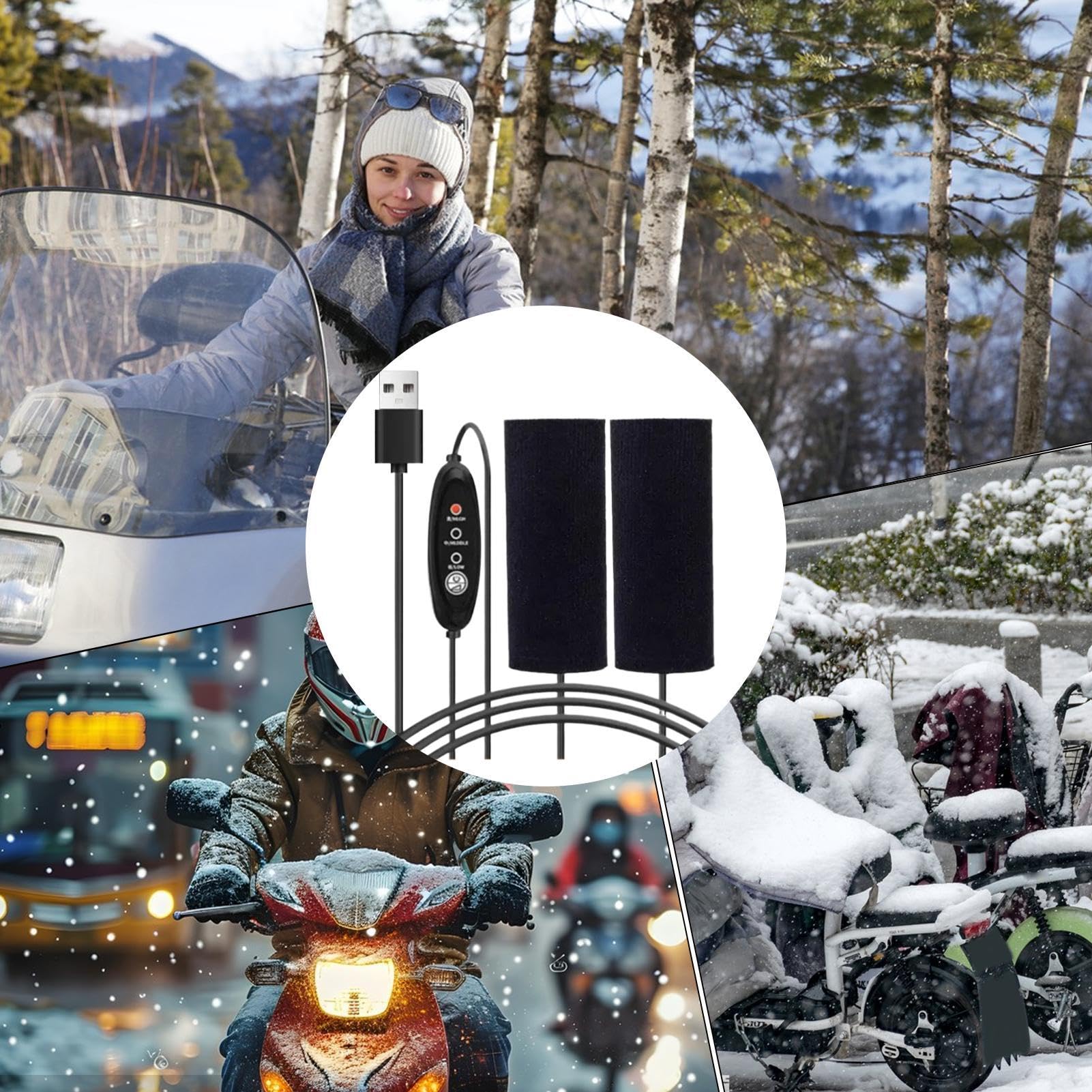Podgrzewane Uchwyty Motocyklowe - Ogrzewanie z Regulacj? Temperatury | USB Podgrzewana Os?ona Uchwytu