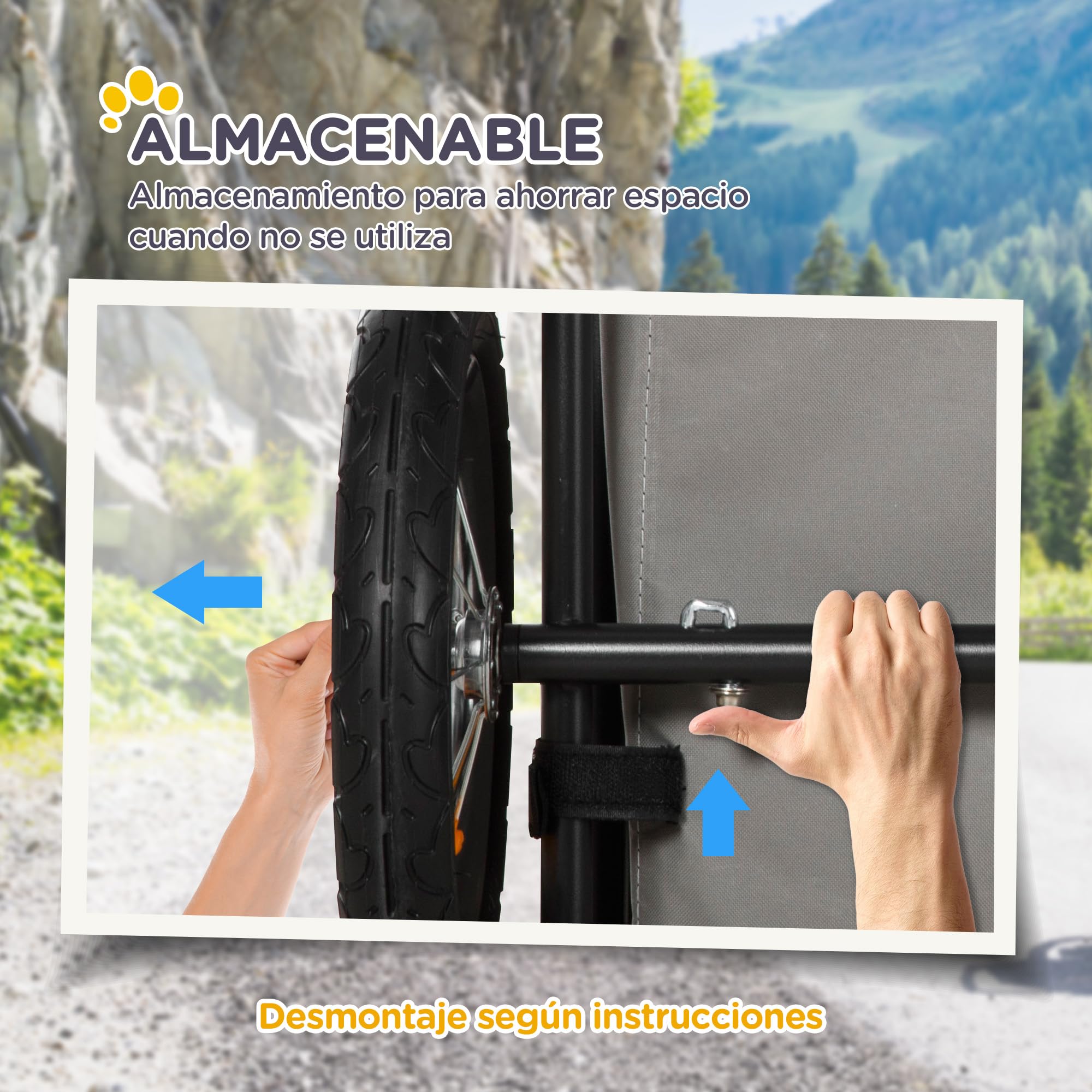 PawHut Remolque de Bicicleta para Perros 2 en 1 Carrito para Perros de Acero con Cinturón de Seguridad Mango de Empuje Extraíble Bandera y Reflectores Carga Máx. 30 kg 129x55,5x92 cm