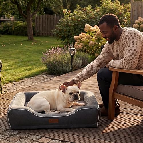 Miniatura 8 de Cama ortopédica refrescante para perros de tamaño mediano de hasta 30 libras, cama para mascotas de espuma viscoelástica de 28 x 23 x 6 pulgadas con