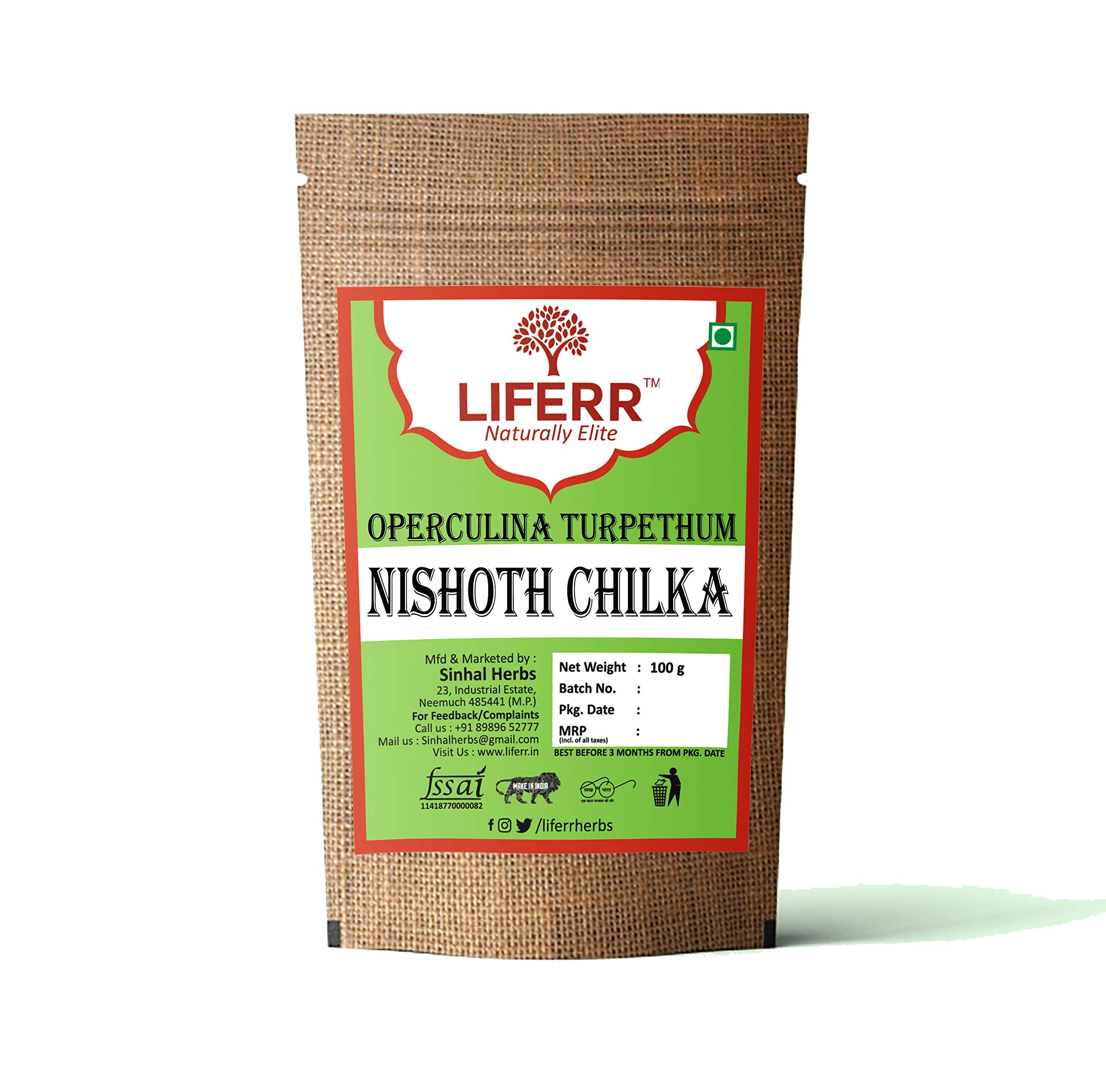 LIFERR Nishot Chilka | Trivrit Turpeth | Nishoth Operculina | Turpethum | Ipomoea Turpethum | Indian Jalap | निशोथ | 200g
