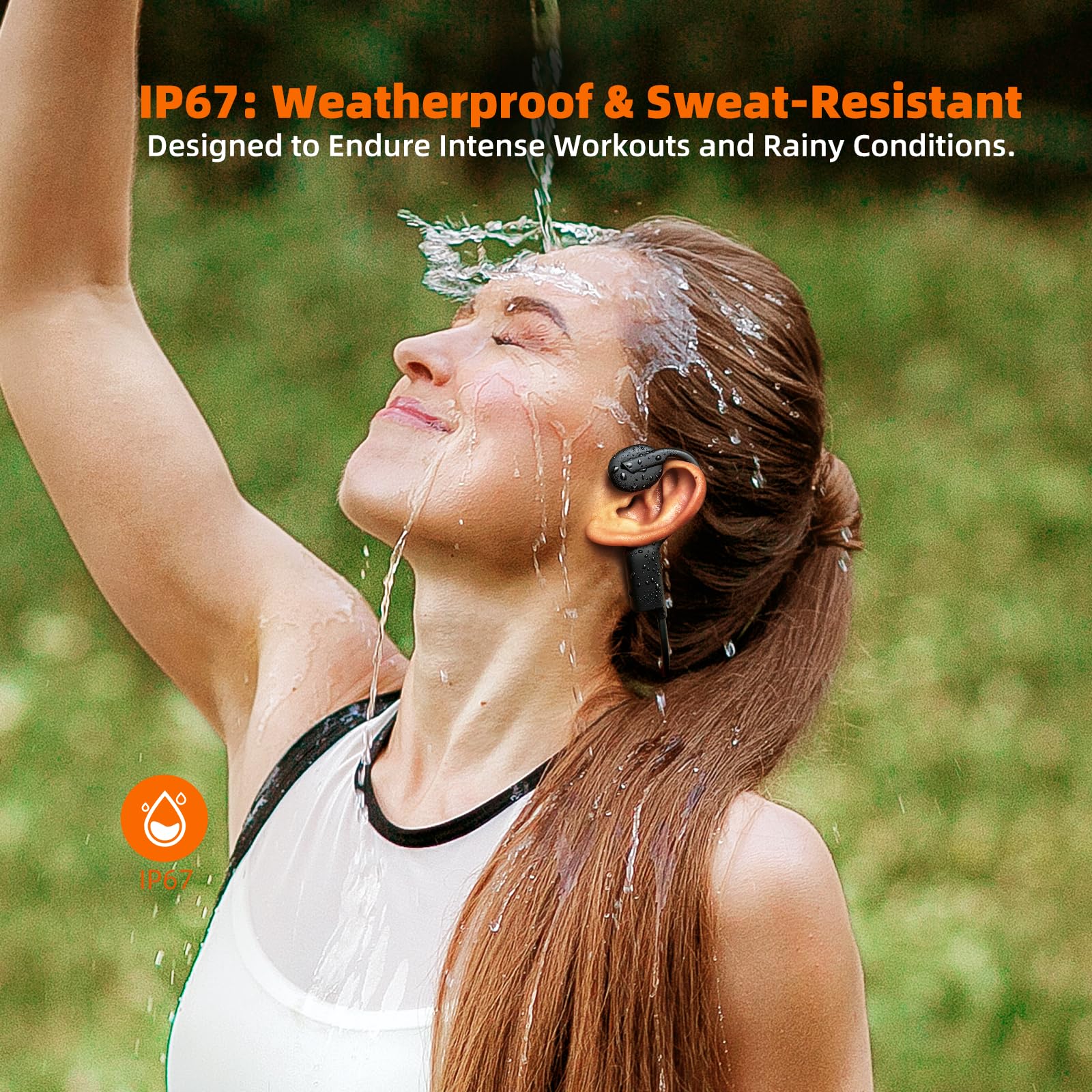 Carviki Bone Conduction Headphones,Skin-Friendly Design,IP67 Sweatproof Sports for Running Cycling Hiking with Mic,28H Playtime,Fast Charging,Open Ear Headphones Bluetooth 5.3 Wireless Earbuds 3