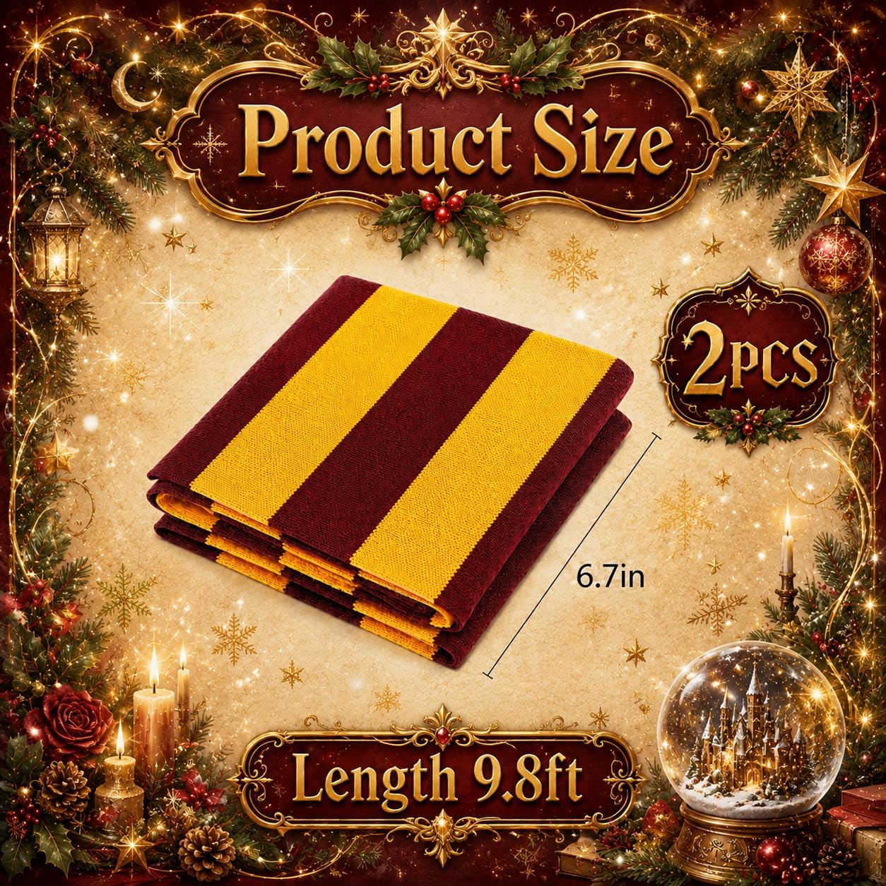 2 Pcs 10Ft Wizard Christmas Tree Scarf Garland for Home Party Decor