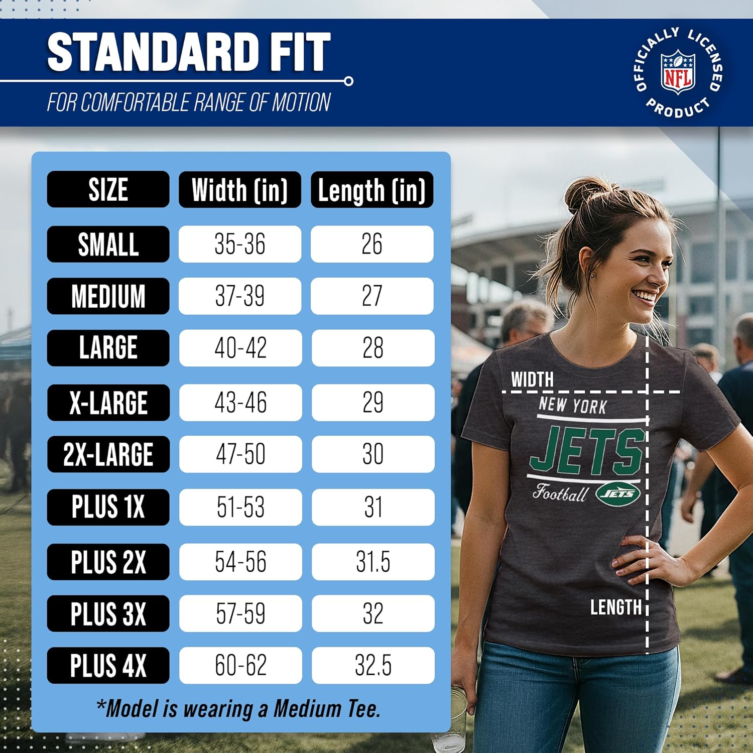 Team Fan Apparel NFL Gameday Women's Relaxed Fit T-Shirt - Rib Neck Contour - Tagless Short Sleeve Tee - Stay Cool & Stylish (New York Jets - Black, Medium) - Image 6