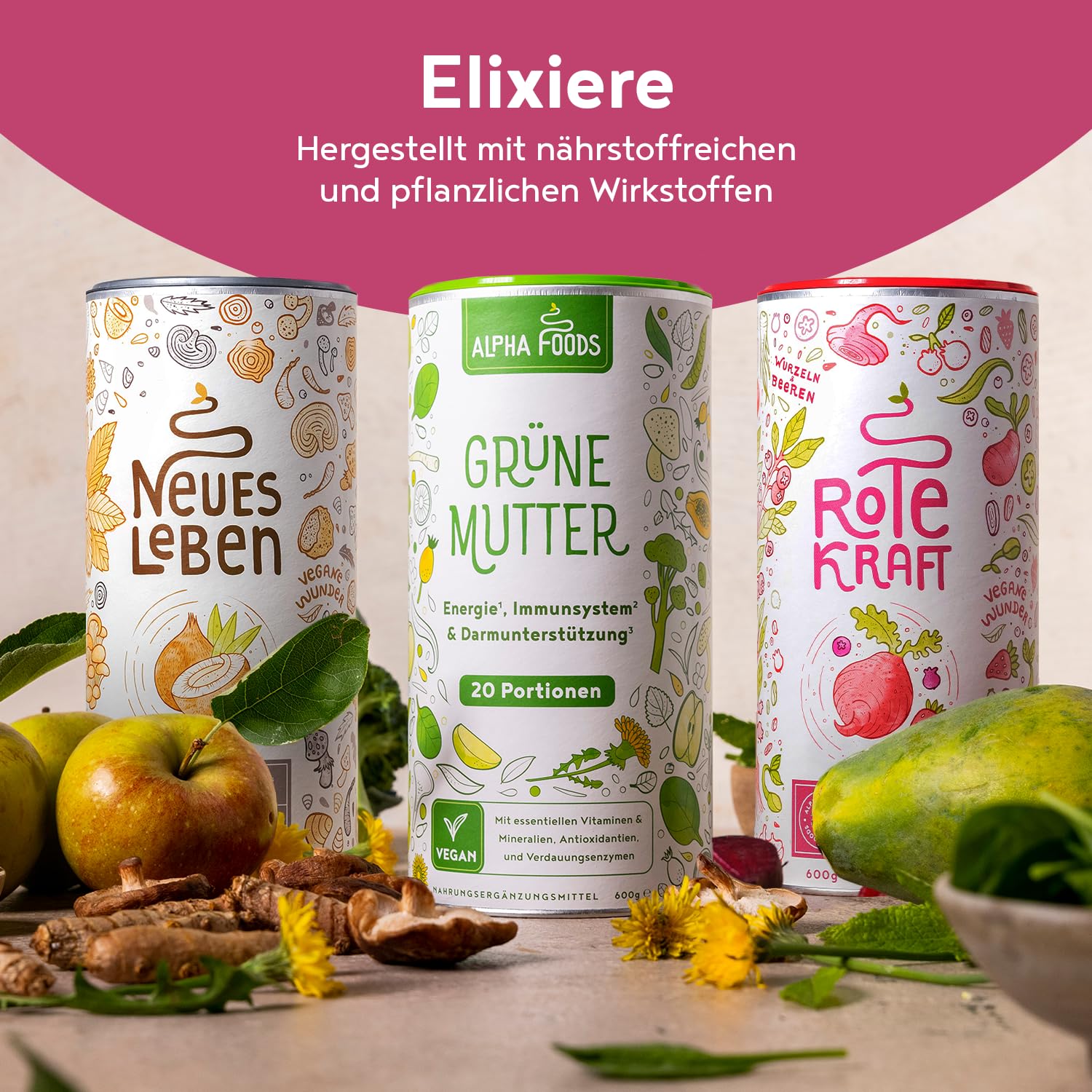 Menopause Elixier | 300g | Hormon Balance Pulver, nicht Kapseln | Hochdosiert Mönchspfeffer, Yamswurzel, Myo Inositol, Vitamin B6, D & Calcium | Wechseljahre Komplex | Vanille-Himbeer | Alpha Foods